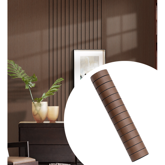 Peel and Stick 3D PVC Slat Wall Panels, 112"x16" Self-Adhesive Faux Wood Grain Wallpaper Panel,  Wall Décor for Accent Walls in Bedroom, Living Room, Office, Dining Room (Dark Walnut, 12.4 sq.ft)