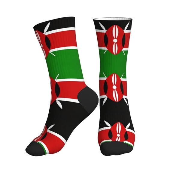 Men's Africa Kenyans-Flag Novelty Athletic Socks Women's Digital Printing Funky Patterned Crew Socks