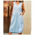 thumbnail image 2 of Robe Sans Manches à Col Rond Simple, Robe Décontractée Sans Manches pour le Printemps et l'Été, Vêtements pour Femmes, 2 of 5