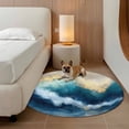 thumbnail image 2 of Round Rugs 3Ft, Teal Blue Ombre Round Area Rug Washable Indoor Throw Carpet, Modern Oil Painting Art Abstract Small Non Slip Circle Rug for Bedroom Living Room Home Decor Aesthetic, 2 of 8