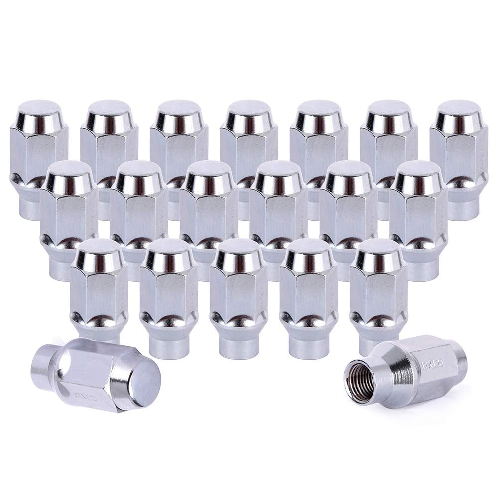 SCITOO 20PCS Silver Lug Nuts 3/4” Spline for Socket Key Drive Close End 1.4 Tall Fits for 1989-2015 Ford Lincoln Mercury 12x1.5 Thread 