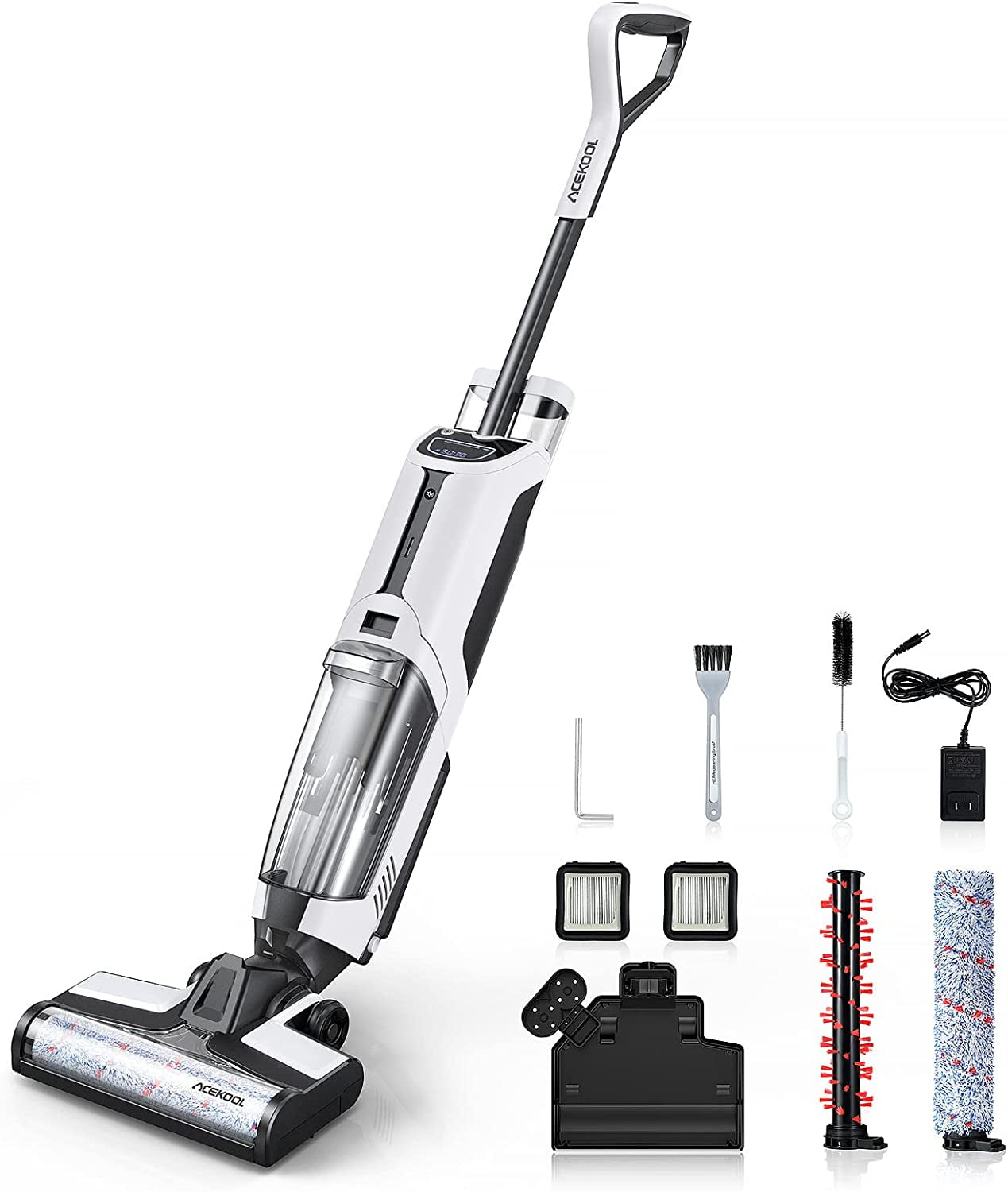 Vacuum Mop Combos with Smart Voice Assistant, 30s SelfCleaning, LED