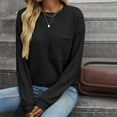 thumbnail image 6 of Tshirts Shirts for Women Women's Fashion Casual Basic Crewneck Long Sleeve Solid Color Tops, 6 of 6