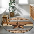 thumbnail image 3 of Small Round Rug 3Ft Washable Non-Slip, Western Texas Star Vintage Circle Area Rugs for Living Room Bedroom, Retro Farmhouse Gray Brown Wooden Indoor Floor Mats Carpet Runner for Home Decor, 3 of 8