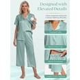 thumbnail image 6 of DAKIMOE Silk Satin Pajama Set for Women Capri Pajamas Short Sleeve Button Down Two Piece Pjs Sleepwear Soft Loungewear Nightwear, 6 of 9