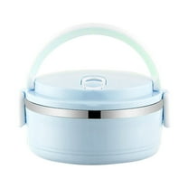 YIKA Tupperware Container Portable Lunch Box Circular Fresh-keeping Box Stainless Steel Insulated Student Office Worker Lunch Box Bento Boxes Kitchen Storage Blue