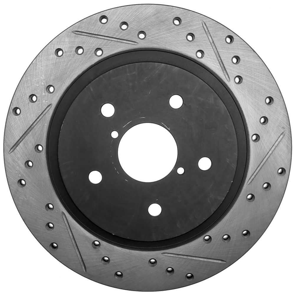 StopTech 127.47037L Sport Cross-Drilled & Slotted Disc Brake Rotors, European style brake pad