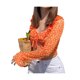 thumbnail image 4 of SAYOO blusa delgada de manga larga con volantes y empalme con lazo frontal para mujer SAYOO Sexy, 4 of 10