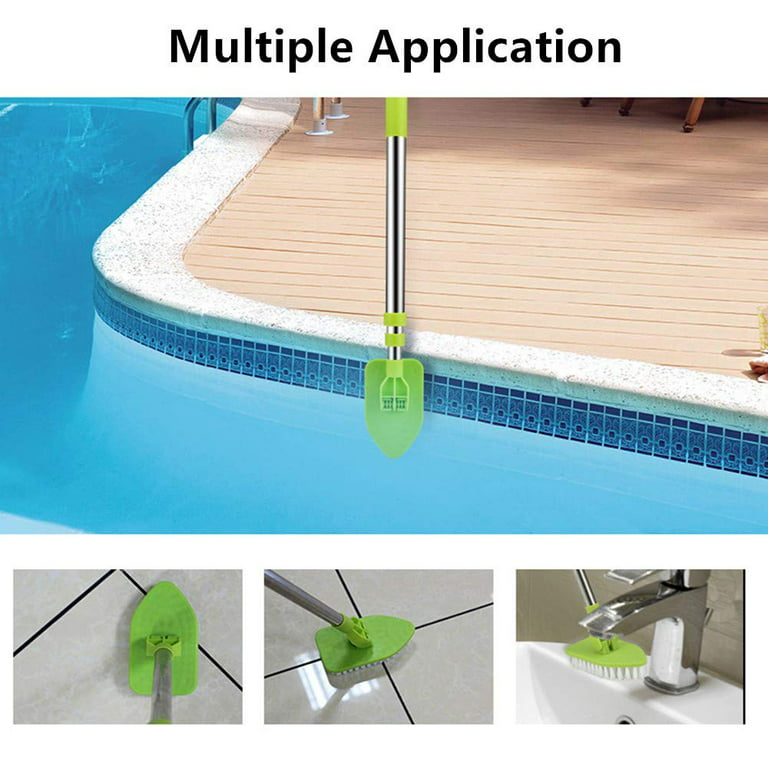 Allnice Floor Scrub Brush with Long Handle 35, Adjustable Stainless Metal  Handle Bathtub Cleaner Tool, Scrubber with 1 Stiff Bristles & 3 Sponge Brush  for Cleaning Tile Shower Bathroom Tub 