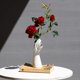 thumbnail image 3 of Florero de cerámica de arte moderno de 9 pulgadas que sostiene plantas contenedor de flores, florero de brazo blanco de mesa para decoración de oficina en el hogar, 3 of 5