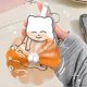 thumbnail image 4 of Funny Hand Press Fan, Mischief Cat Fan Keychain, 3D Rotating Cats Bag Pendant, 4 of 5