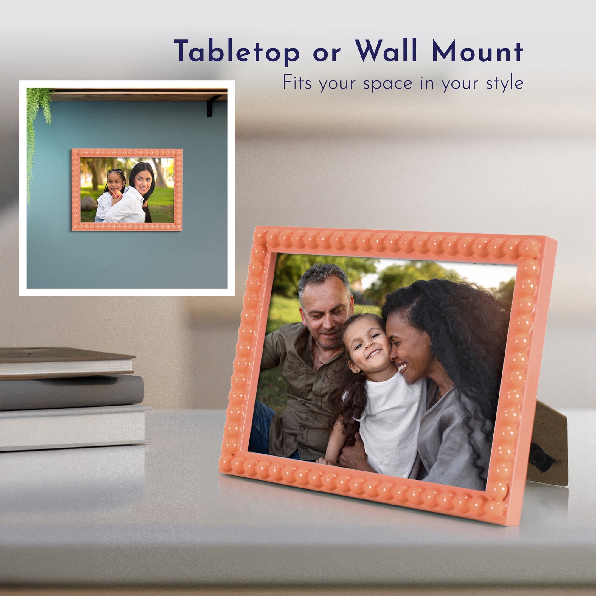 Mainstays by Becky G. & Alejandra Beaded Photo Frame, Mimosa Light, Fits 4 in x 6 in with Mat or 5 in x 7 in Without
