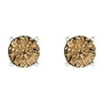 thumbnail image 3 of 2 ct Push-Back Stud Earrings for Women | 6.5mm Round Cut Simulated Champagne Diamond | 18K White Gold, 3 of 5