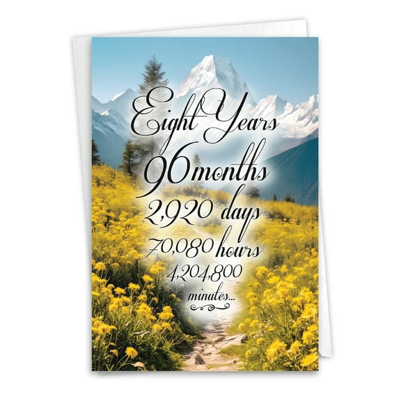 NobleWorks 8th Recovery Greeting Card with 5 x 7 Inch Envelope (1 Card) 8 Year Time Count C10817AAG