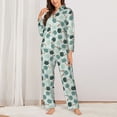 thumbnail image 2 of Salouo Frog And Dragonflies Pattern Women's Pajamas Set Long Sleeve Button Down Sleepwear Soft Pj Lounge Sets for women 2 Piece Pjs Set with Long Pants-X-Large, 2 of 7