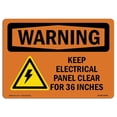 thumbnail image 1 of SignMission OS-WS-A-1218-L-12209 12 x 18 in. OSHA Warning Sign - Keep Electrical Panel Clear with Symbol, 1 of 1