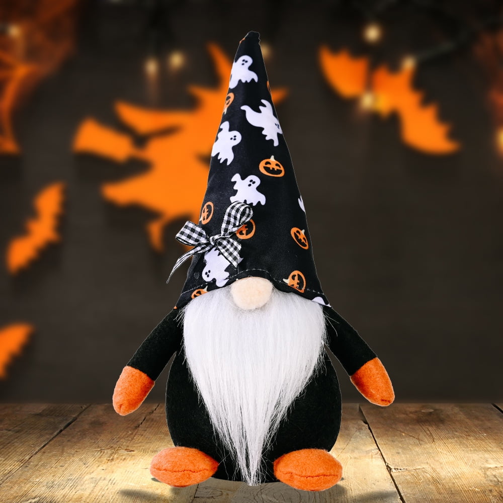 Gnome in Puppy Dog Print body with Black hat and Brown Nose and Beard
