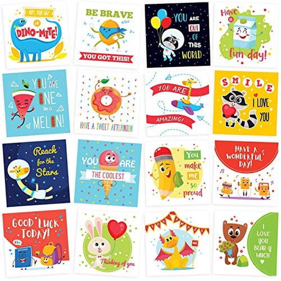 Lunch Box Notes for Kids - 60 Cute Inspirational and Motivational Thinking of You Cards for Boys & Girls Lunchbox