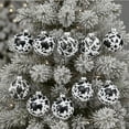 thumbnail image 6 of chaungfeng 12 Pcs Cowhide Printed Christmas Ball Ornaments, 2.36 Inch Plastic Western Cow Ornaments Country Western Party Decorations Rustic Xmas Baubles for Tree Home Gift(Black), 6 of 6