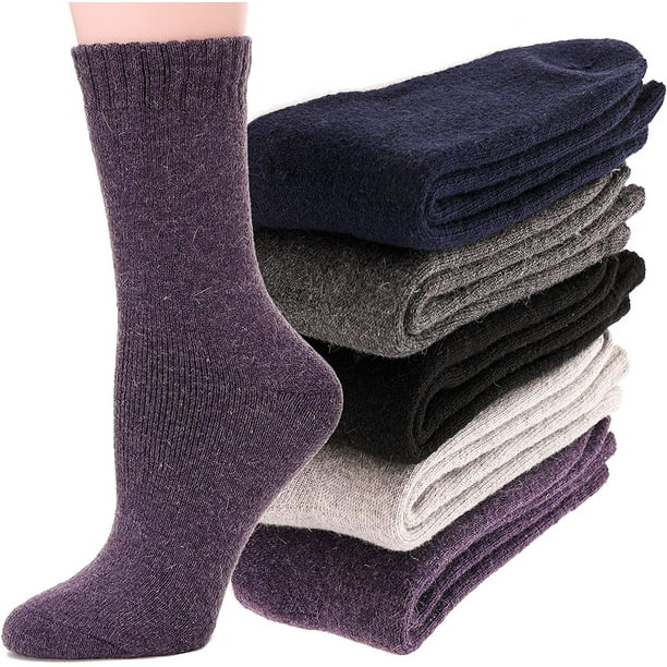 Womens Wool Socks 5 Pairs Warm Winter Thick Boot Crew Heavy Long