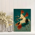 thumbnail image 2 of Antique Flying Crane Canvas Print, Japanese Green Bird Boho Art, Minimal Traditional Bedroom Wall Decor, 2 of 8