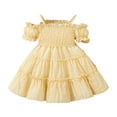 thumbnail image 3 of Gubotare Girls Dresses Boho Toddler Baby Girls Spaghetti Strap DressSling Summer Princess Casual (Yellow,Size 18-24 Months), 3 of 7