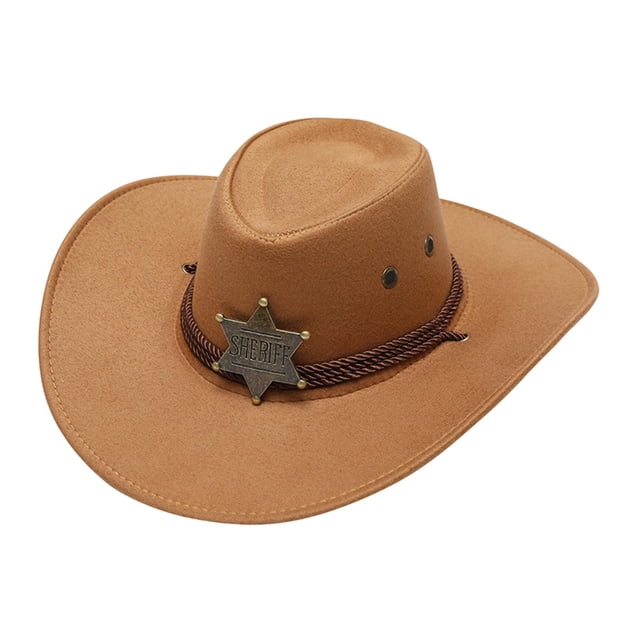 Sombrero de vaquero para hombre, sombrero de vaquera con correa para la barbilla, sombrero de ala ancha de moda para exteriores Caqui claro