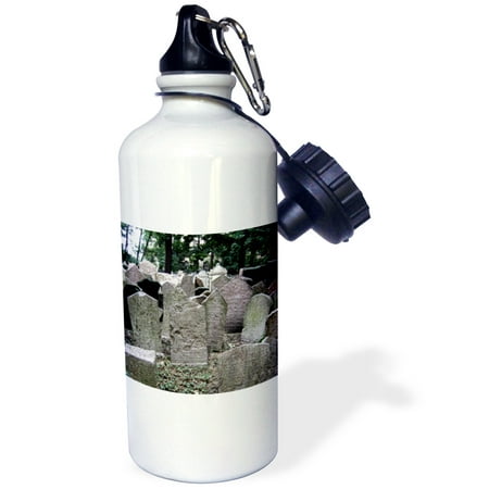 3dRose Gray headstones in cemetery in Prague - grey graveyard grave stones - creepy spooky gothic halloween, Sports Water Bottle, 21oz