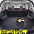 thumbnail image 6 of Car Trunk Organizer, Foldable Car Storage Organizer Bin with 3 Main Compartments & 6 Pockets, 600D Collapsible Trunk Storage Organizer Box with Handle for SUV Auto Truck Van Grocery, Black, 6 of 12