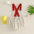 thumbnail image 4 of UngA Newborn Baby Girl Boy Summer Clothes Crawfish Embroidery Romper Backless Tank Top Bodysuit Corduroy Overalls Infant Boy Outfits (Beige,6-12 Months), 4 of 7