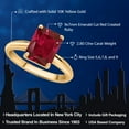 thumbnail image 2 of Gem Stone King 10K Yellow Gold Red Created Ruby Solitaire Engagement Ring for Women (2.80 Cttw, Emerald Cut 9X7MM, Gemstone July Birthstone, Available in Size 5, 6, 7, 8, 9), 2 of 7