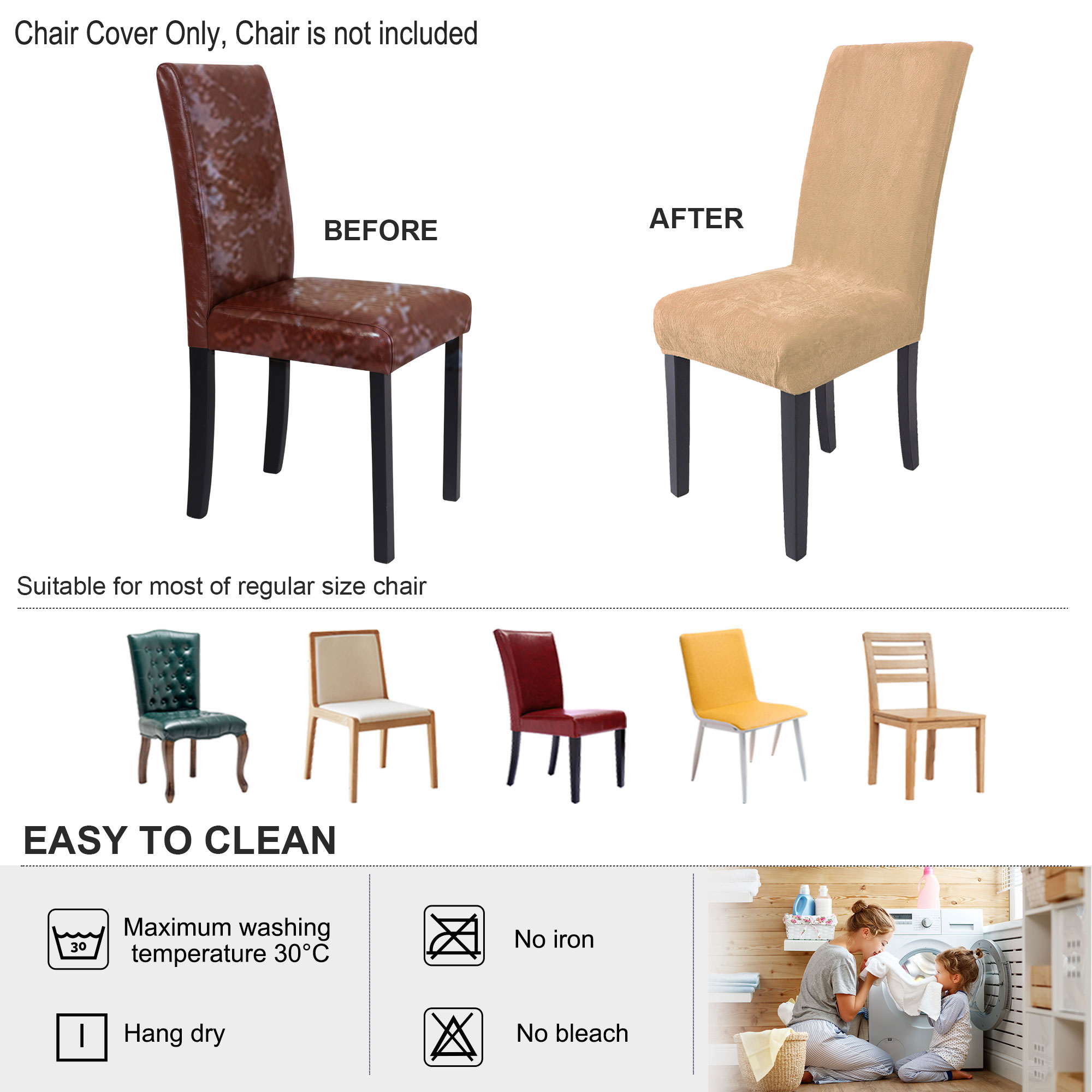 Unique Bargains Stretch Plush Short Dining Chair Cover Fuchsia