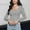 Gray, variant on Women's Cropped Shirts Long Sleeve Square Neck Fall Winter Solid Color Pullover Tops Elastic Casual Shirts Comfy Soft Fashion Tees Blouses