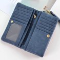 thumbnail image 4 of Cartera de cuero vegano para mujer, cartera larga plegable con bolsillo para monedas con cremallera, 4 of 6