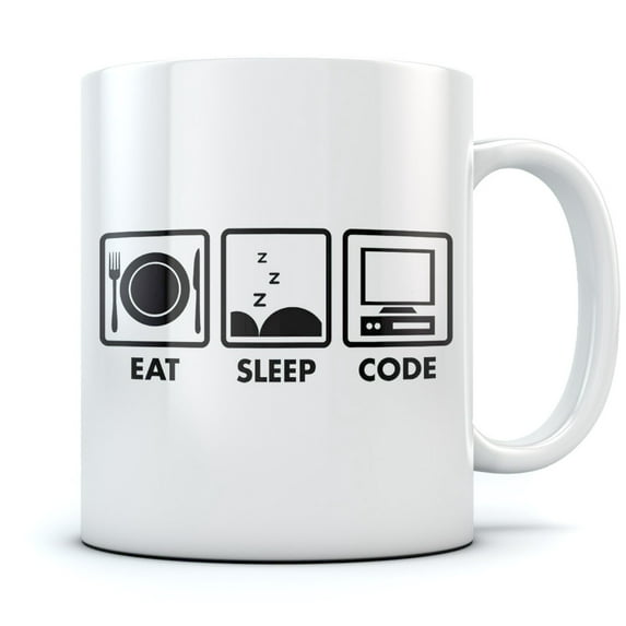 Eat Sleep Code Funny Coffee Mug Programmer Coffee Mug Office Cup Coding Nerd Programming Geek Gift Ceramic 11 Oz. White