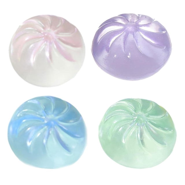 Translucent & Sparkling Mini Bun Squishy Set 4-Pack Pure TPR 3cm Toy & Adorable