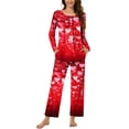 thumbnail image 2 of CZHJS Valentine's Day Womens Pajamas for Women Set Long Sleeve Festival Party Holiday Loungewear Matching Outfits Pj Sets Plus Size Pajama Wide Leg Pants and Scoop Neck Shirts Sets&nbsp; 2 Piece, 2 of 7