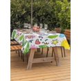 thumbnail image 3 of Outdoor Tablecloth with Umbrella Hole for Patio/Picnic/Party/Camping, Children's Day Waterproof Table Cloth Rectangle Table Cover Washable, Cartoon Cute Sun Nature Flowers Leaf (60"x 84"), 3 of 8
