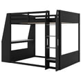 thumbnail image 6 of Mirightone Full over Full Bunk Bed with Gaming Desk and Storage Shelves, Full Wooden Gaming Bunk Bed with LED Light & Charging for Gamer - Black+Grey, 6 of 7