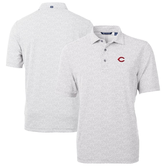 Men's Cutter & Buck  Gray Cincinnati Reds Virtue Eco Pique Botanical Recycled Polo