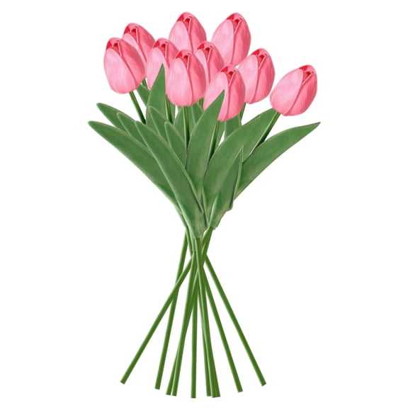 10 Pieces Real Touch Artificial Tulip Bouquet, 13.4” Faux PU Tulips with Flexible Stems for Vase Arrangements, Spring Easter Home Decor, Wedding Centerpieces and Gift