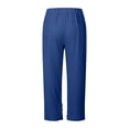 thumbnail image 4 of Ludearly Linen Pants for Women Beach Summer Plus Size Elastic Waist Straight Leg Crop Button Casual Trousers with Pockets, 4 of 5