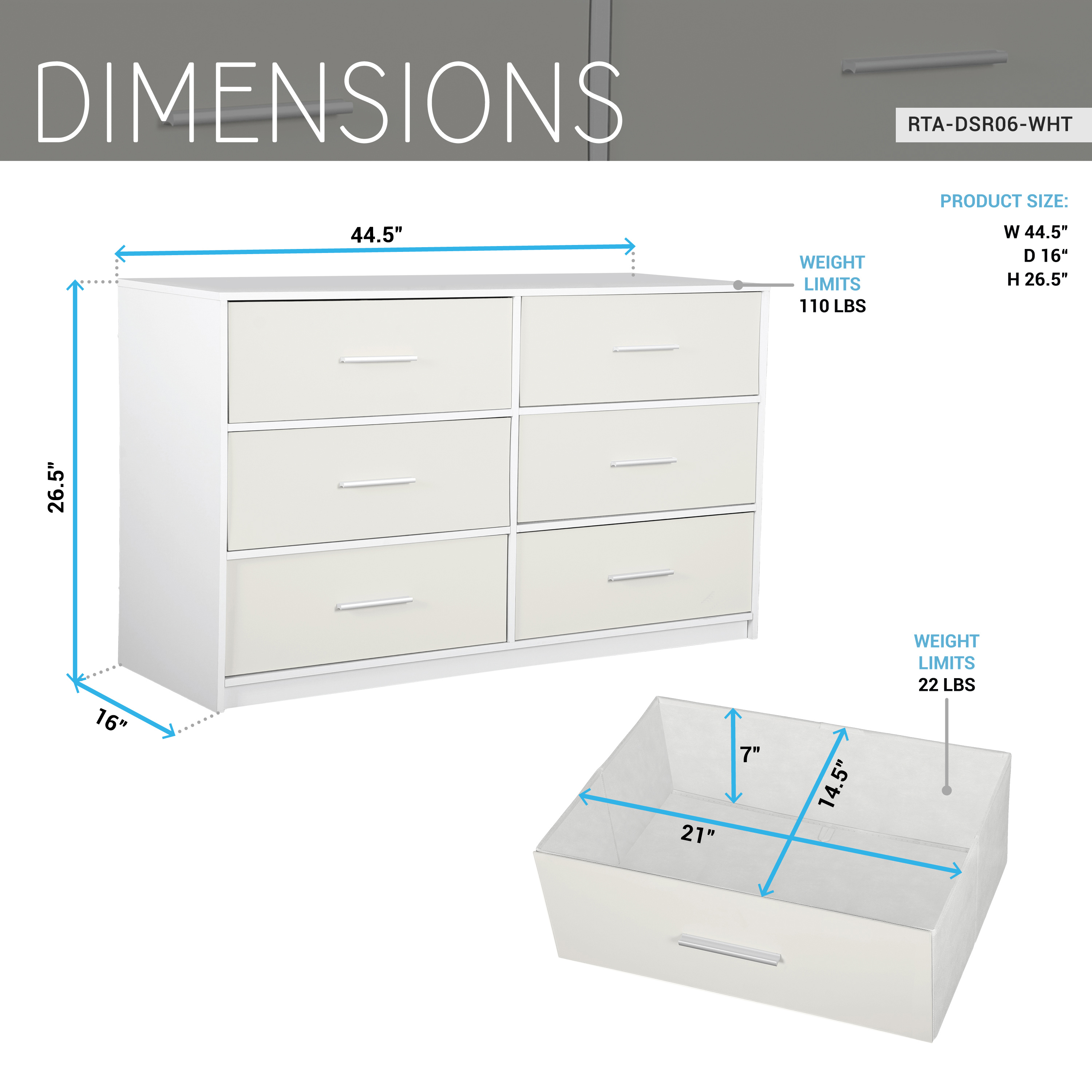 6-Drawer Dresser with Extra Large Fabric Bins, Wood Frame Storage Organizer for Bedroom, Living Room, or Hallway, Versatile Design Doubles as a TV Stand, Ideal for Home Organization, White