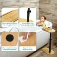 thumbnail image 3 of Bamboo Bathtub Tray Table with Adjustable Height TeqHome Freestanding Bathtub Caddy for Tub Against Wall 360° Rotatable House Warming Gift Wood, 3 of 10