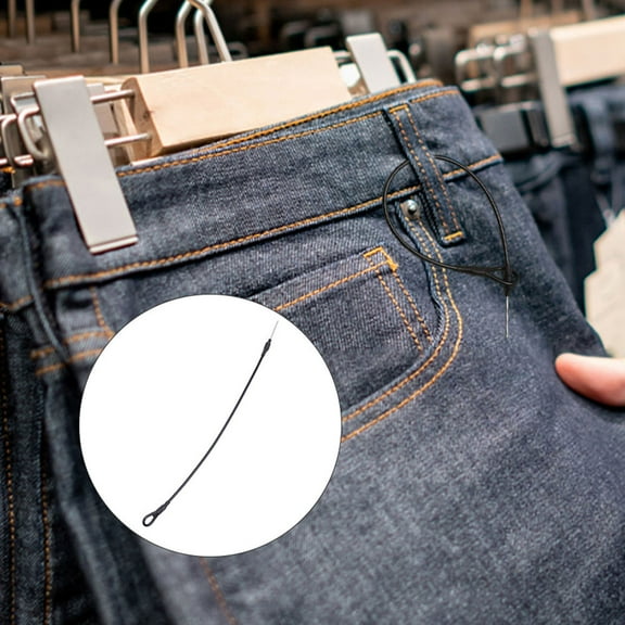 Phenofice 50Pcs Wire Lanyard Compatible with Magnetic Hard Tags Black Steel Wire 17X0.2in