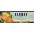 thumbnail image 2 of Anonymous 14x8 Black Ornate Wood Framed Double Matted Museum Art Print Titled: Sandra Brand Fruit Label (1930-1950), 2 of 5