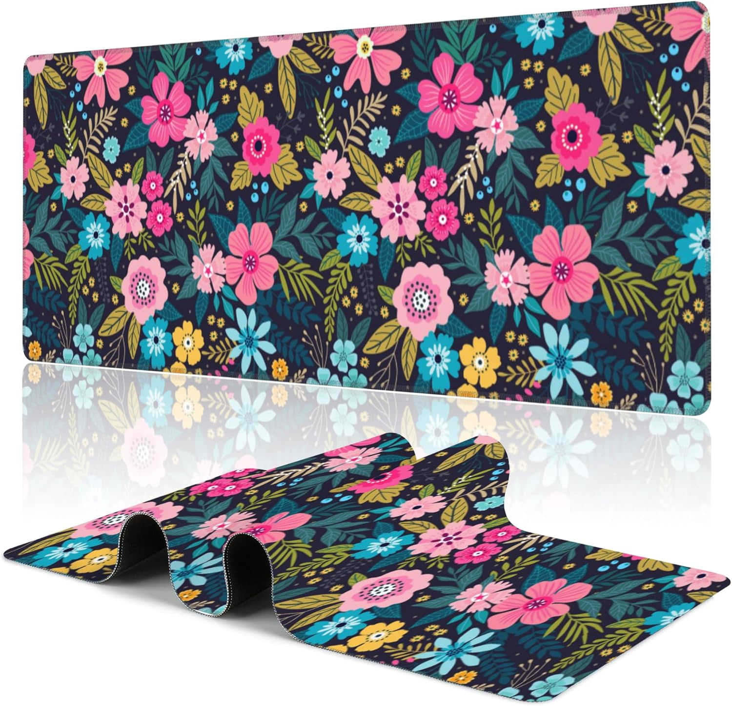 Desk Mat,Cosmic Aurora Line Gaming Mouse Pad,31.5""X15.7"" Large Desk Pad with Stitched Edge Non-Slip Base Keyboard Big Mouse Pad for Office Home Work Gaming, WDQ-D06