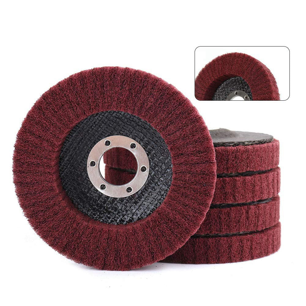 RETYLY 5Pcs 4 Inch Nylon Fiber Flap Disc Polishing Grinding Wheel,Scouring Pad Buffing Wheel for Angle Grinder