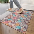 thumbnail image 4 of Bohemian Retro Floral Non-Slip Entryway Door Mat,Boho Indoor Decor Durable Low Plush Door Mat,Washable Welcome Rug for Patio Hallway Home Decor 17x30 Inches, 4 of 6