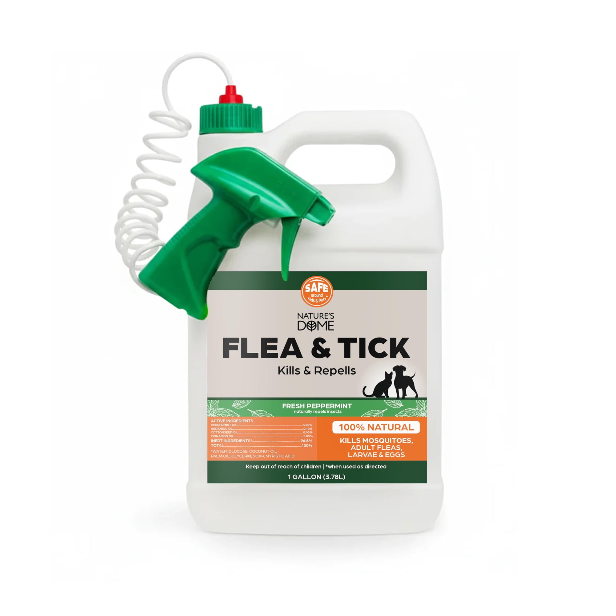 Nature's Dome Peppermint Flea, Tick & Mosquito Repellent Spray, Indoor & Outdoor, 128 oz